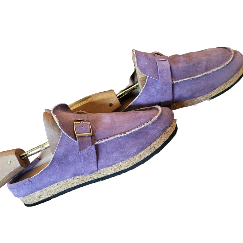 Purple Slip-On Clog Mules Suede Leather Feel~Unbranded NEW w/Size 42 Stickers